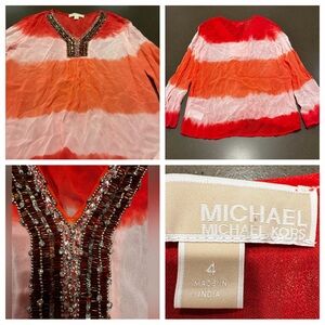 Michael Kors Beaded V-Neck Tunic Sz:4